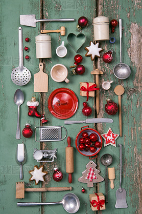 Country style or wooden vintage Christmas background for kitchen