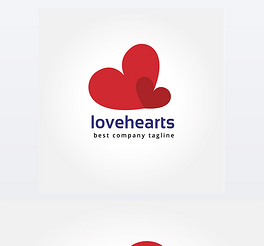 Abstract two hearts logo icon concept. Logotype template for branding and corporate design