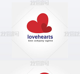 Abstract two hearts logo icon concept. Logotype template for branding and corporate design