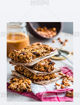 protein bars granola with seeds, peanut butter and dried fruit, 