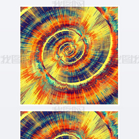 Colorful Psychedelic Spiral. Abstract Bright Vortex. Fractal Background Design. Blue Gold Orange Col
