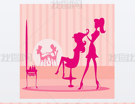  illustration of the beautiful woman in beauty salon