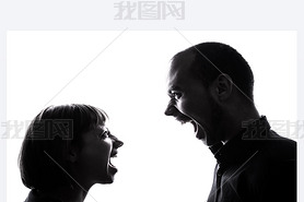ein caucasian paar Mann und Frau Gesicht schreien schreien Dipute Studio Silhouette