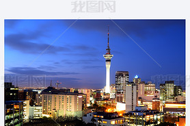 Aerial urban view of Auckland financial center skyline CBD at du