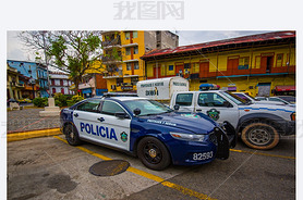 Police Cars patrolling the casco viejo of Panama city