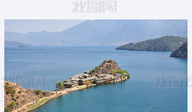 Landscape of Lugu lake with the mountains