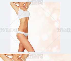 Slim woman against abstract background