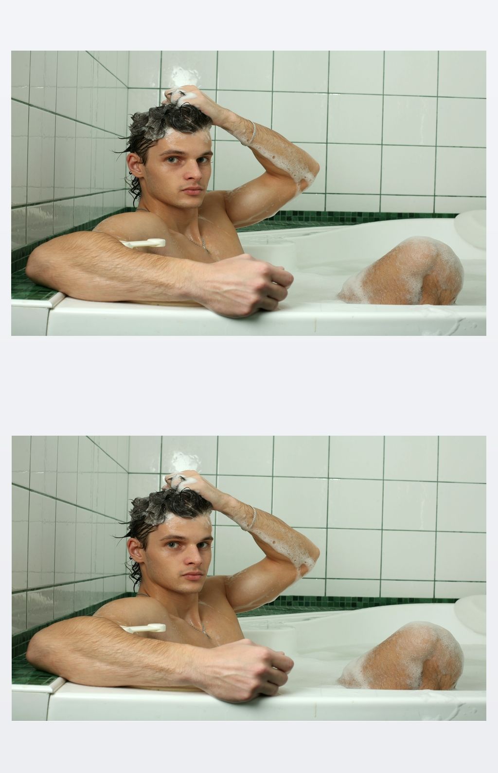 年轻性感的男人洗澡