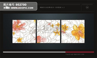 简洁抽象线条花朵无框画设计模板下载