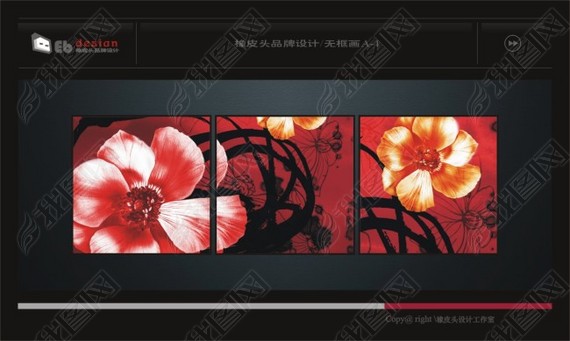 红色花朵无框画设计模板下载