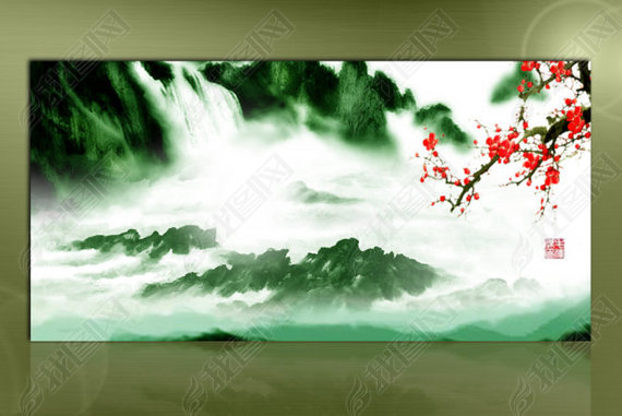 古典水墨中国风山水画|高清psd无框画