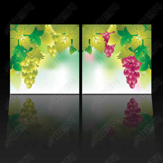 葡萄餐厅无框装饰画AI矢量图片模板下载
