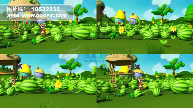 儿童乐园西瓜地风景动态视频素材