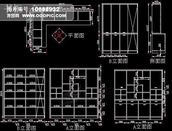 整套定制家具cad图纸含衣帽间和书柜设计