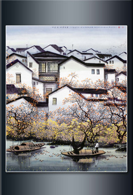 江南建筑写生 江南水乡水墨画 水彩画