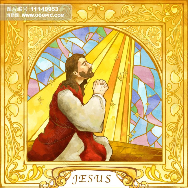 欧美耶稣教堂壁画无框画设计模板下载