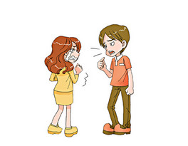幽默漫画人物插画场景插画情侣吵架