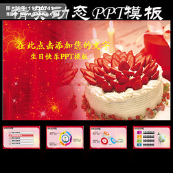 生日蛋糕温馨浪漫红色喜庆背景PPT