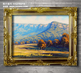 山脚下的白桦欧洲风景油画