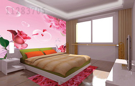 玫瑰花卧室背景墙