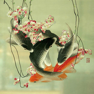 六鱼图装饰画