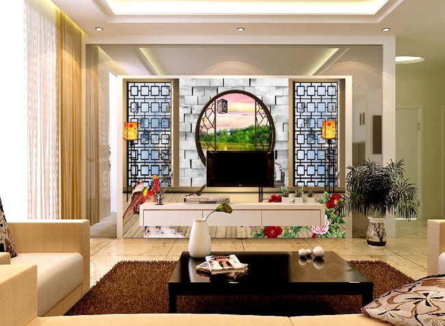 背景墙 电视背景墙 中式电视背景墙 > 客厅3d中国风风景画电视背景墙