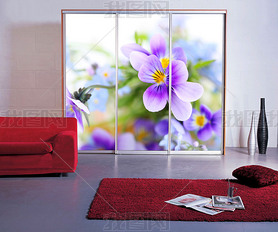 梦幻紫色花多时尚欧式玻璃移门图案