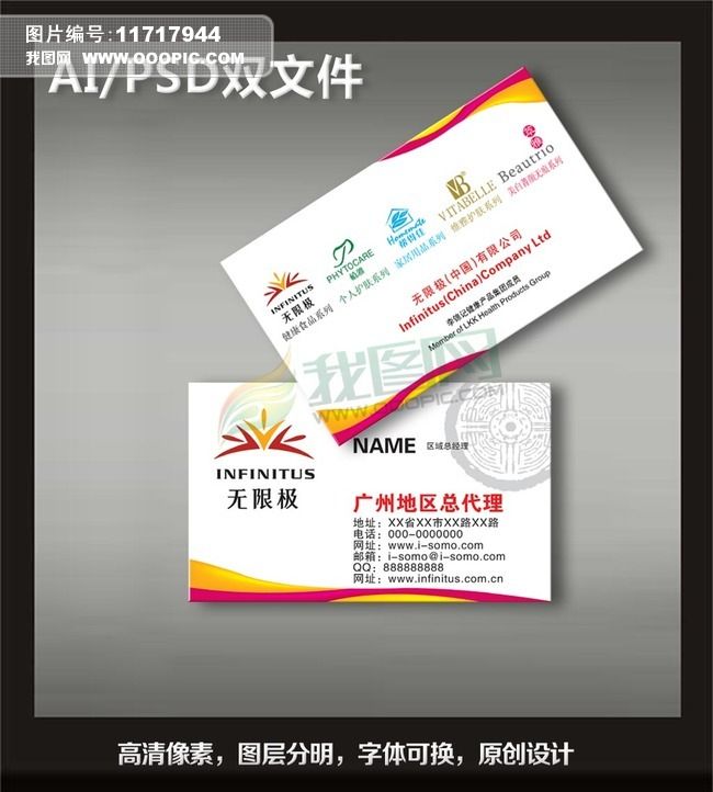 原创精品psd无限极名片设计模板
