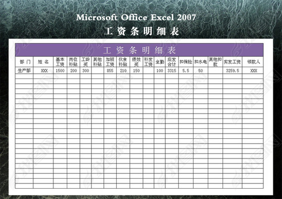 工资条明细表
