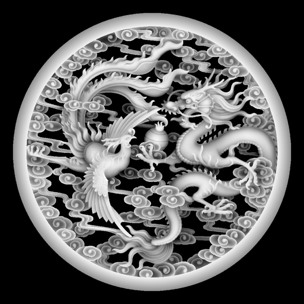 浮雕灰度图龙凤呈祥