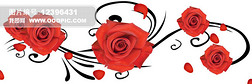 红玫瑰冰晶画烤瓷画