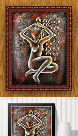 高清手绘现代风格立体金属少女人体油画下载-编号12472639-油画装饰画