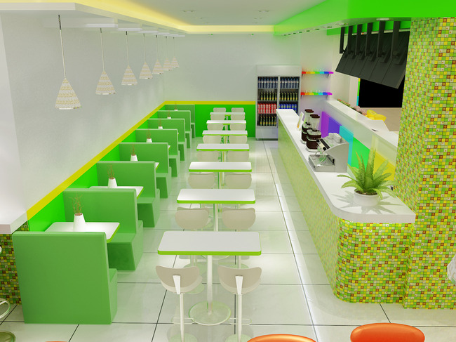 果汁店饮品店奶茶店3d模型含灯光材质