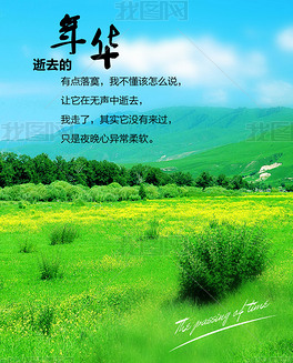 原创逝去年华唯美蓝天绿草风景背景下载