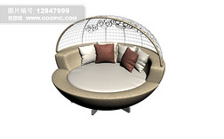 3d现代圆形床模型创意床圆形床3D