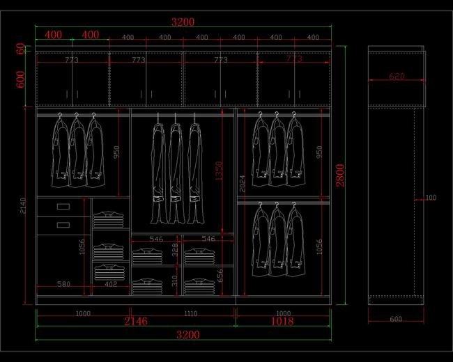 整体衣柜CAD平面设计图下载(图片2.29MB)_柜