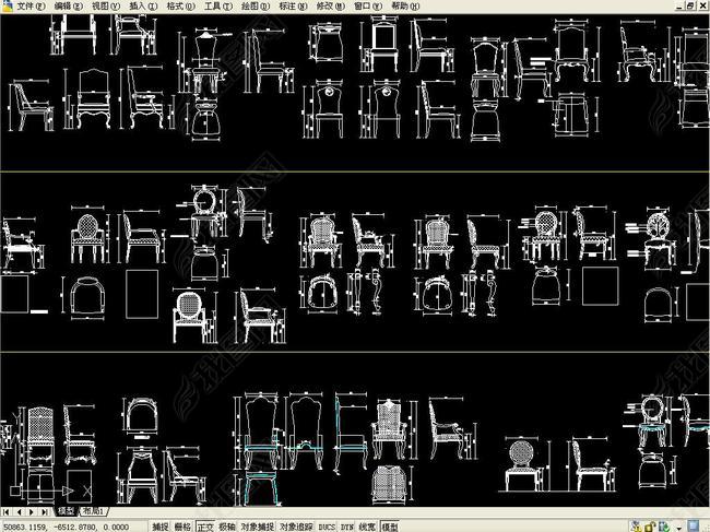 椅子设计cad三视图