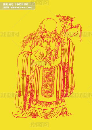 寿星白描图