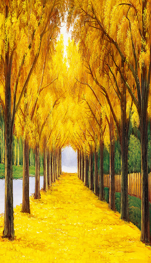 油画黄金大道玄关无框画