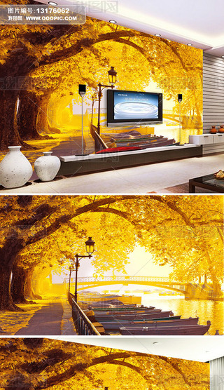 黄金满地电视背景墙