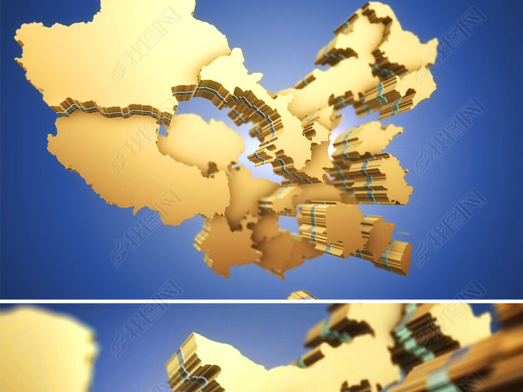3D立体动感中国地图全图视频PPT模板
