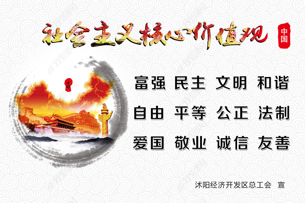 中国风社会主义核心价值观展板