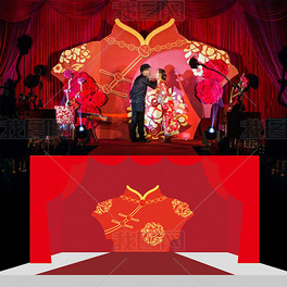 中式婚礼背景喷绘设计cdr源文件