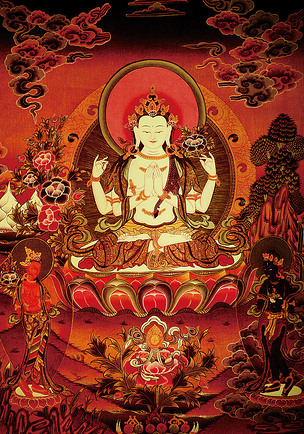 原创唐卡高清大图之四臂度母像高清图版权可商用