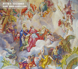 欧式宗教油画圣母玛丽亚教堂吊顶壁画
