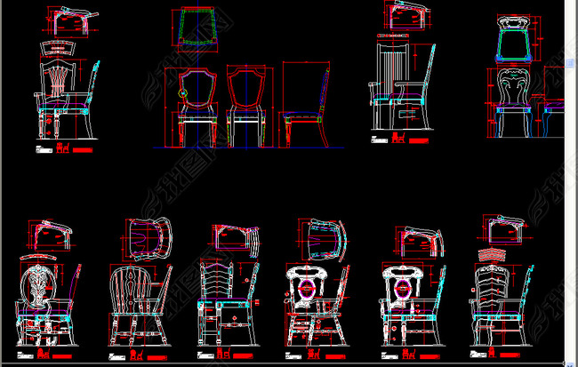 椅子cad三视图