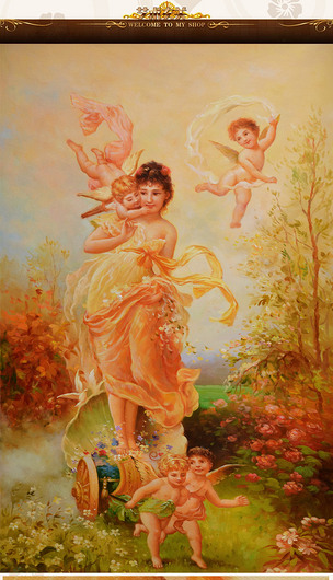 原创全网独家小天使与仙女油画艺术玄关