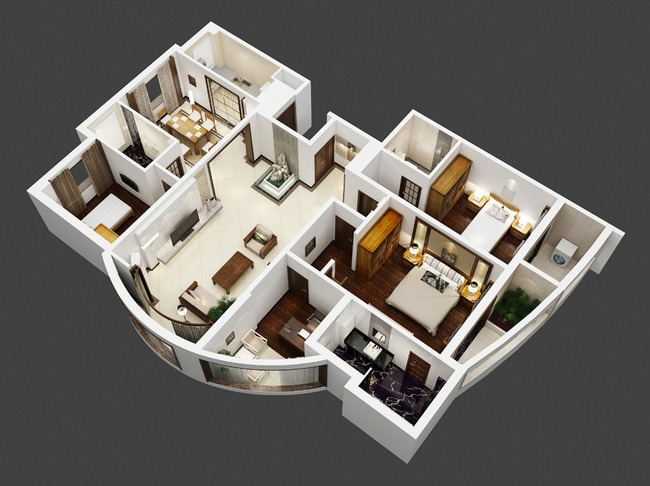 鸟瞰户型3d模型源文件04
