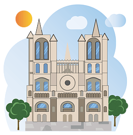 巴黎圣母院线稿图图片