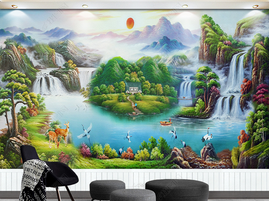 聚宝盆风水壁画